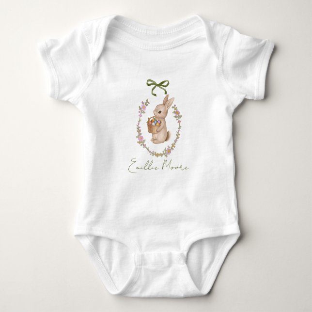 Elegant Cute Bunny Easter Baby Bodysuit (Front)