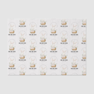 Elegant Cute Bunny In Floral Basket Kids Birthday Tissue Paper