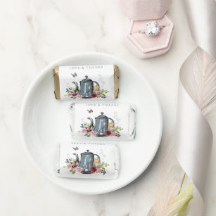Elegant Cute Cheerful Roses Floral Teapot Wedding Hershey's Miniatures