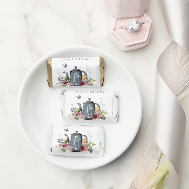 Elegant Cute Cheerful Roses Floral Teapot Wedding Hershey's Miniatures (Wedding)