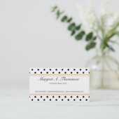 Elegant, cute,  classic B&W polka dots busines Business Card (Standing Front)