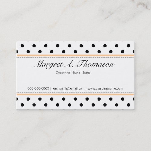 Elegant, cute,  classic B&amp;W polka dots busines Business Card Template
