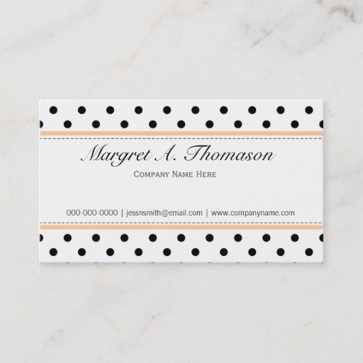 Customizable Elegant, cute, classic B&W polka dots busines Business Card Template