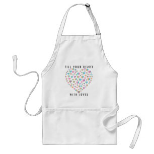 Elegant Cute Colorful Heart Pattern Design Adult Apron