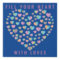 Elegant Cute Colorful Heart Pattern Design Faux Canvas Print