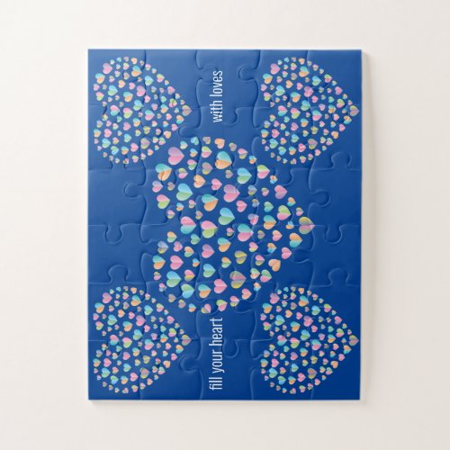 Elegant Cute Colorful Heart Pattern Design Jigsaw Puzzle