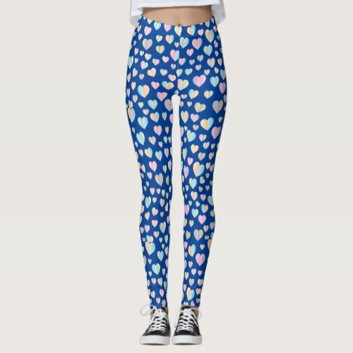 Elegant Cute Colorful Heart Pattern Design Leggings