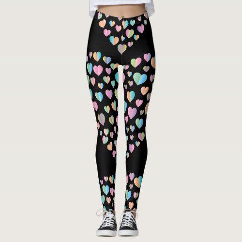 Elegant Cute Colorful Heart Pattern Design Leggings