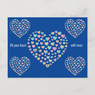 Elegant Cute Colorful Heart Pattern Design Postcard