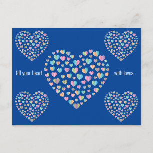 Elegant Cute Colorful Heart Pattern Design Postcard