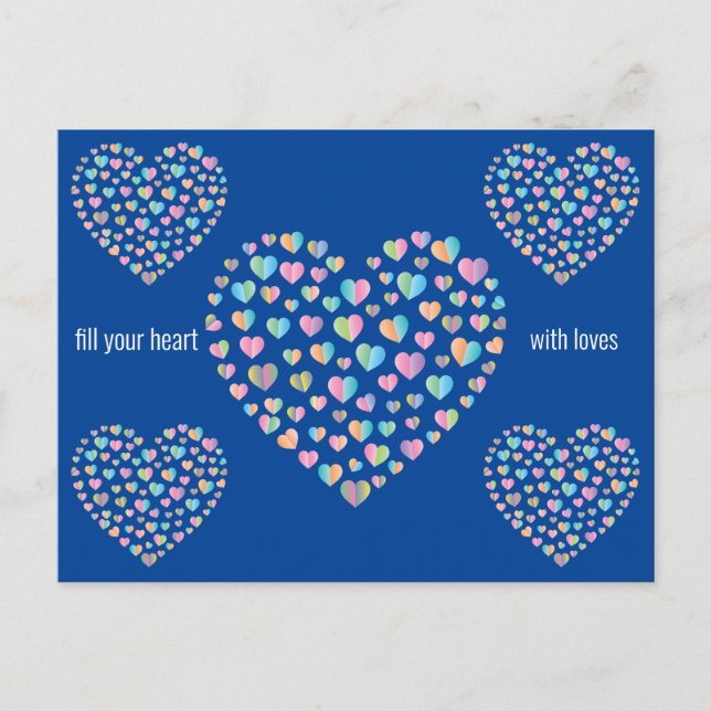 Elegant Cute Colorful Heart Pattern Design Postcard (Front)