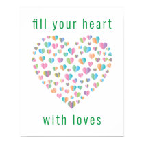 Elegant Cute Colorful Heart Pattern Design Poster