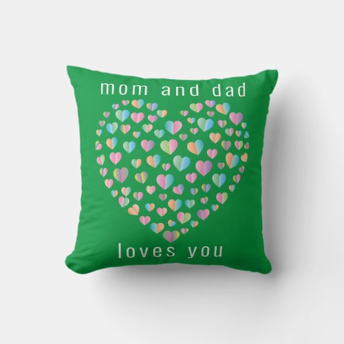 Elegant Cute Colorful Heart Pattern Design Throw Pillow