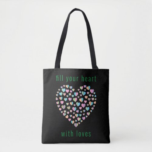 Elegant Cute Colorful Heart Pattern Design Tote Bag