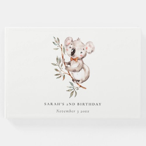 Elegant Cute Cuddly Koala Foliage Any Age Birthday Guest Book