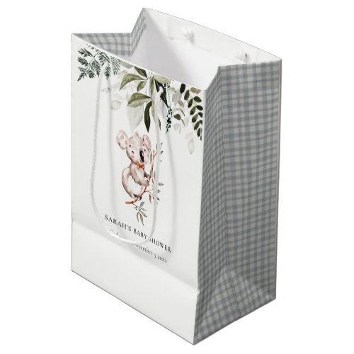 Elegant Cute Cuddly Koala Foliage Baby Shower  Medium Gift Bag