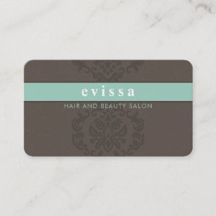 ELEGANT cute damask pattern finesse gray mint Business Card