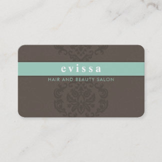 ELEGANT cute damask pattern finesse gray mint Business Card