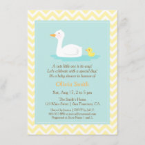 Elegant Cute Duck Chevron Baby Shower Invitations