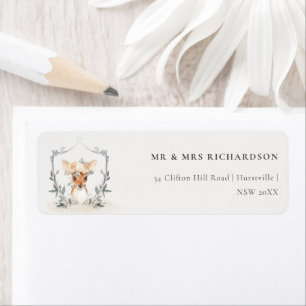 Elegant Cute Dusky Deer Floral Crest Address Label