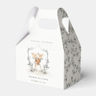 Elegant Cute Dusky Deer Floral Crest Bridal Shower Favor Boxes