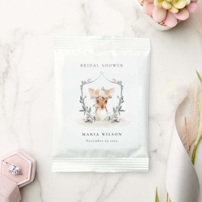 Elegant Cute Dusky Deer Floral Crest Bridal Shower Lemonade Drink Mix (Wedding)