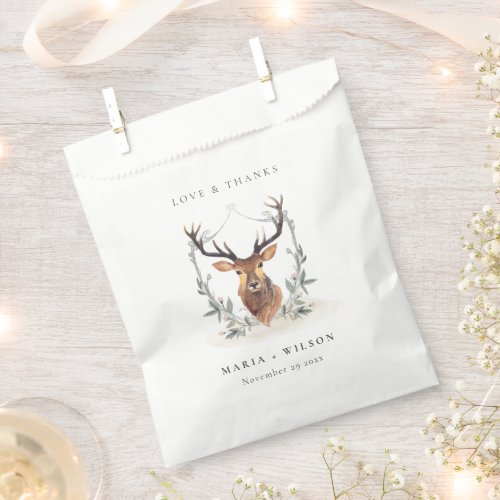 Elegant Cute Dusky Deer Floral Crest Wedding Favor Bag