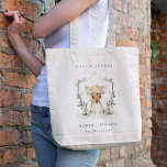 Elegant Cute Dusky Deer Floral Crest Wedding Tote Bag<br><div class="desc">If you need any further customisation please feel free to message me on yellowfebstudio@gmail.com.</div>