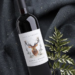 Elegant Cute Dusky Deer Floral Crest Wedding  Wine Label<br><div class="desc">If you need any further customisation please feel free to message me on yellowfebstudio@gmail.com.</div>