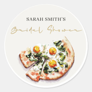 Elegant Cute Egg Basil Pizza Bridal Shower Party Classic Round Sticker