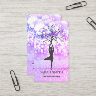 Elegant Cute Elegant Bokeh Diamonds Yoga Business Card