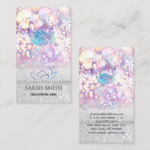 Elegant Cute Elegant Bokeh holographic Lotus Business Card