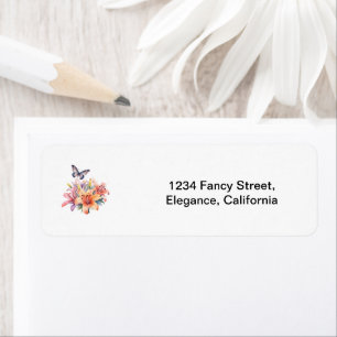 Elegant Cute Floral & Butterfly Design Label