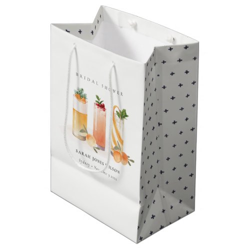 Elegant Cute Fruit Cocktail Orange Bridal Shower  Medium Gift Bag