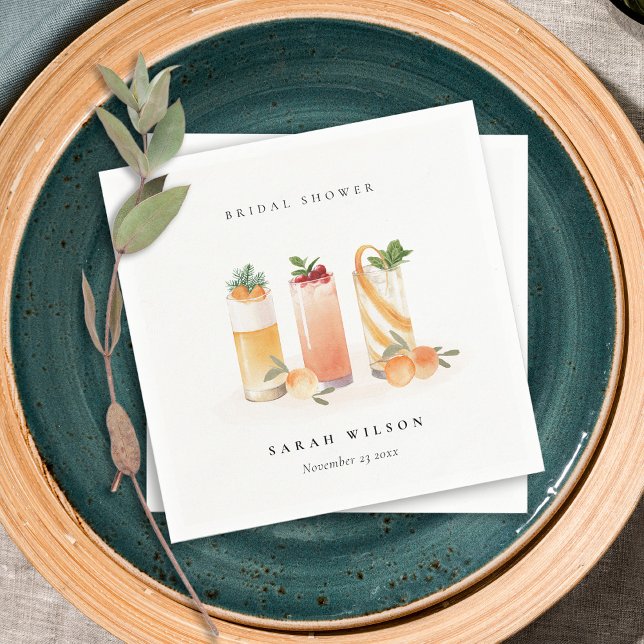 Elegant Cute Fruit Cocktail Orange Bridal Shower Napkins (Creator Uploaded)