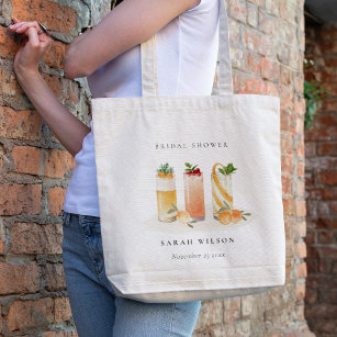 Elegant Cute Fruit Cocktail Orange Bridal Shower Tote Bag