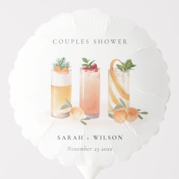 Elegant Cute Fruit Cocktail Orange Couples Shower Balloon