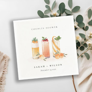 Elegant Cute Fruit Cocktail Orange Couples Shower Napkins