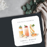 Elegant Cute Fruit Cocktail Orange Couples Shower Square Sticker<br><div class="desc">If you need any further customisation please feel free to message me on yellowfebstudio@gmail.com.</div>