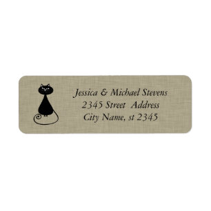 Elegant cute funny cat linen label