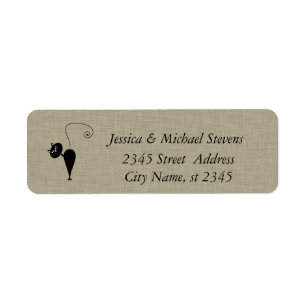 Elegant cute funny cat linen label