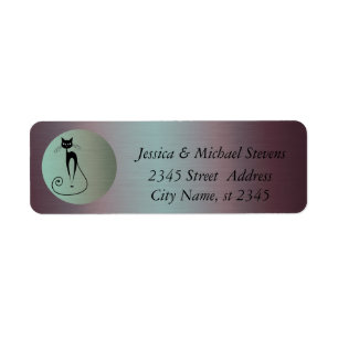 Elegant cute funny cat metal look label
