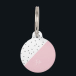 Elegant cute geometric black dots pastel pink pet ID tag<br><div class="desc">Girly combination of black polka dots and pastel pink.</div>