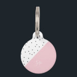 Elegant cute geometric black dots pastel pink pet ID tag<br><div class="desc">Girly combination of black polka dots and pastel pink.</div>