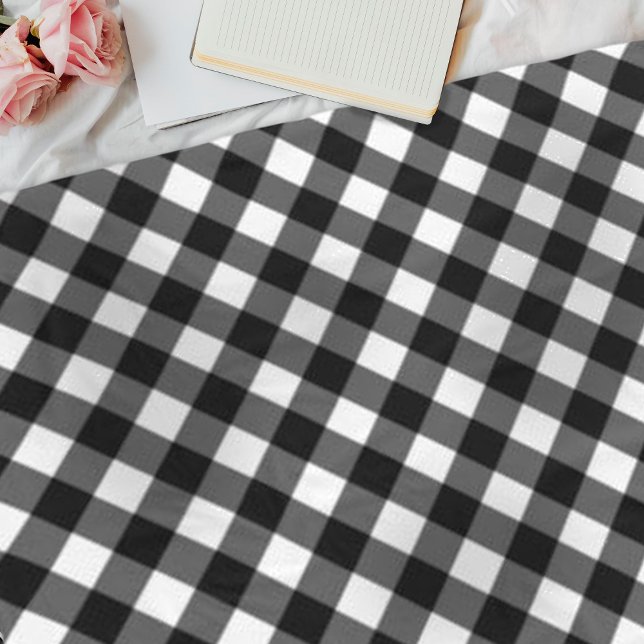 Elegant Cute Gingham Check Fleece Blanket (Elegant cute black and white gingham check fleece blanket)