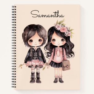 Elegant cute girls Back to school personalized Notebook