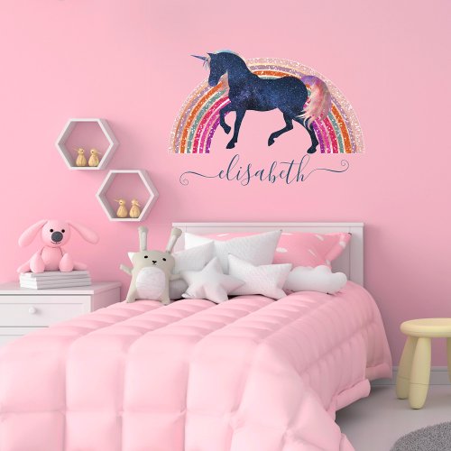  Elegant Cute Girly Name Rainbow Celestial Unicorn Wall Decal