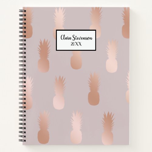 Elegant cute girly rose gold pineapple pattern notebook