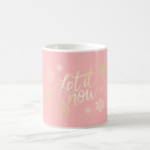 Elegant Cute Gold Glitter Let It Snow & Snowflakes Coffee Mug