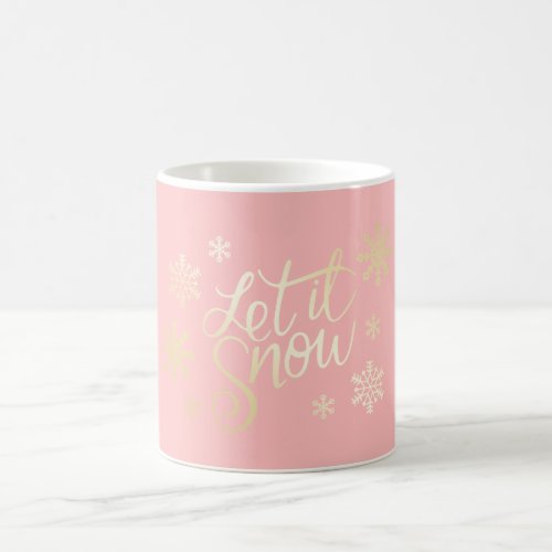 Elegant Cute Gold Glitter Let It Snow  Snowflakes Coffee Mug